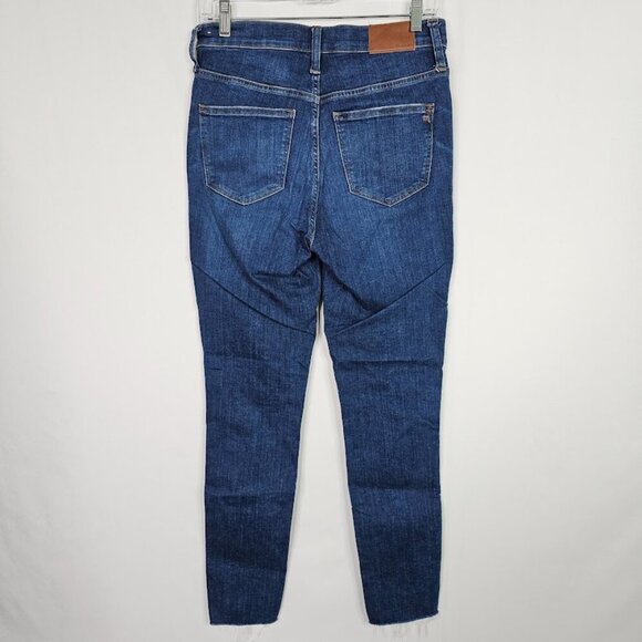 MADEWELL High Rise Jeans MEDIUM WASH BLUE size 27 Button Fly Skinny Distressed - Picture 8 of 10